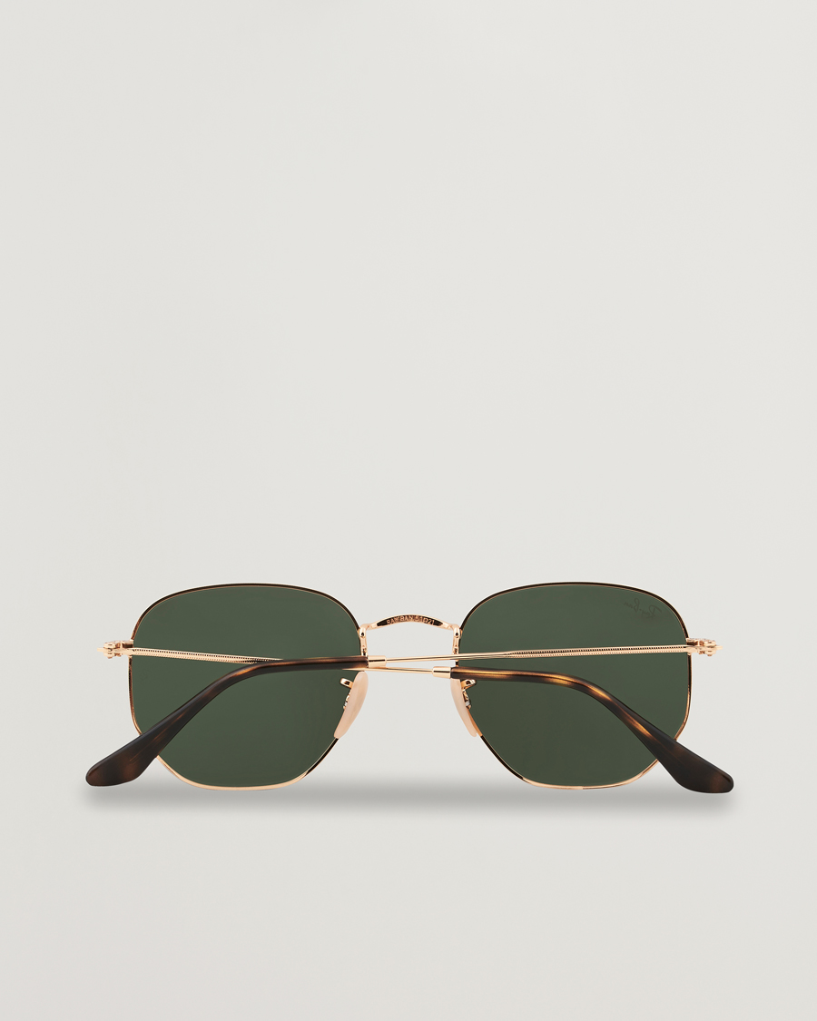 Ray Ban 0RB3548N Hexagonal Sunglasses Gold Green at CareOfCarl