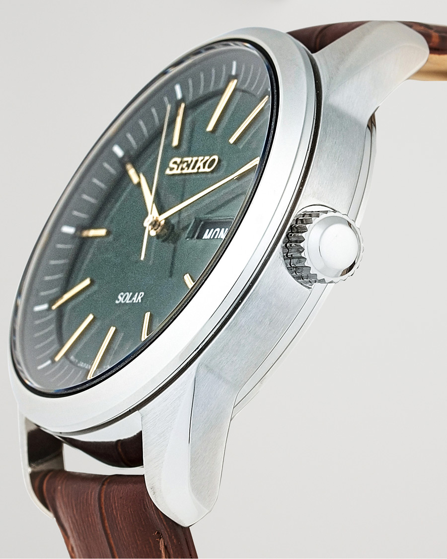 Seiko solar leather strap men's watch hot sale