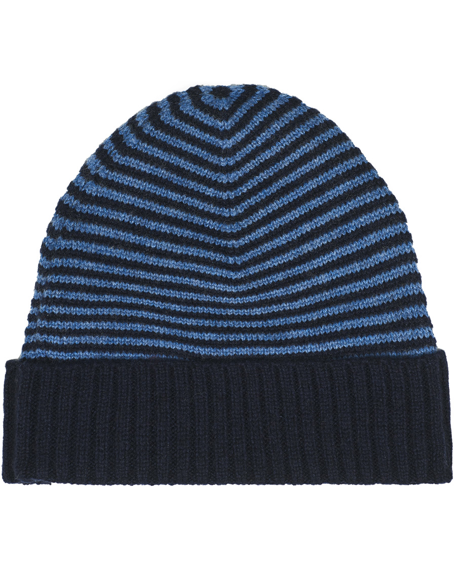 Amanda Christensen Striped Cashmere Cap Navy/Brown hos ...