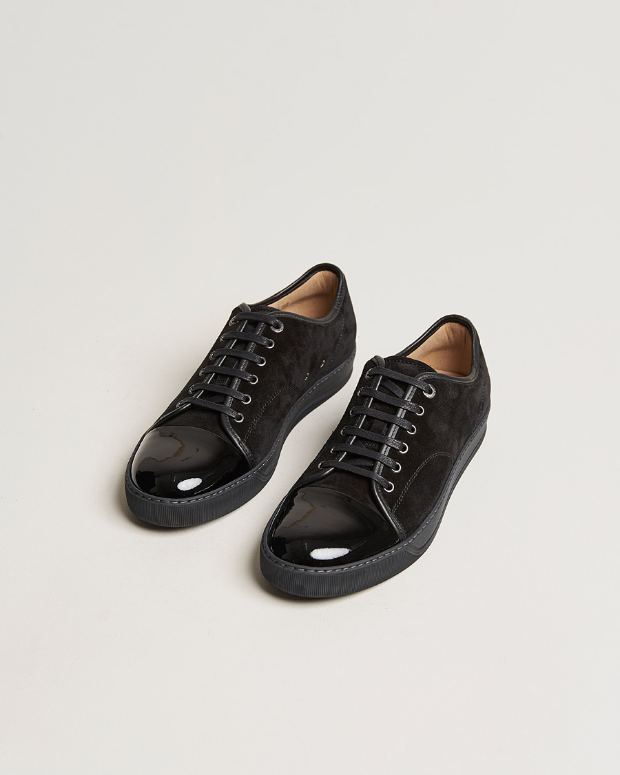 Lanvin Patent Cap Toe Sneaker Black/Black at CareOfCarl.com