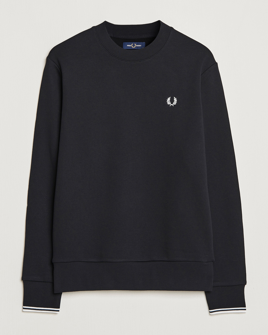 Fred Perry Crew Neck Sweatshirt Black at CareOfCarl.com