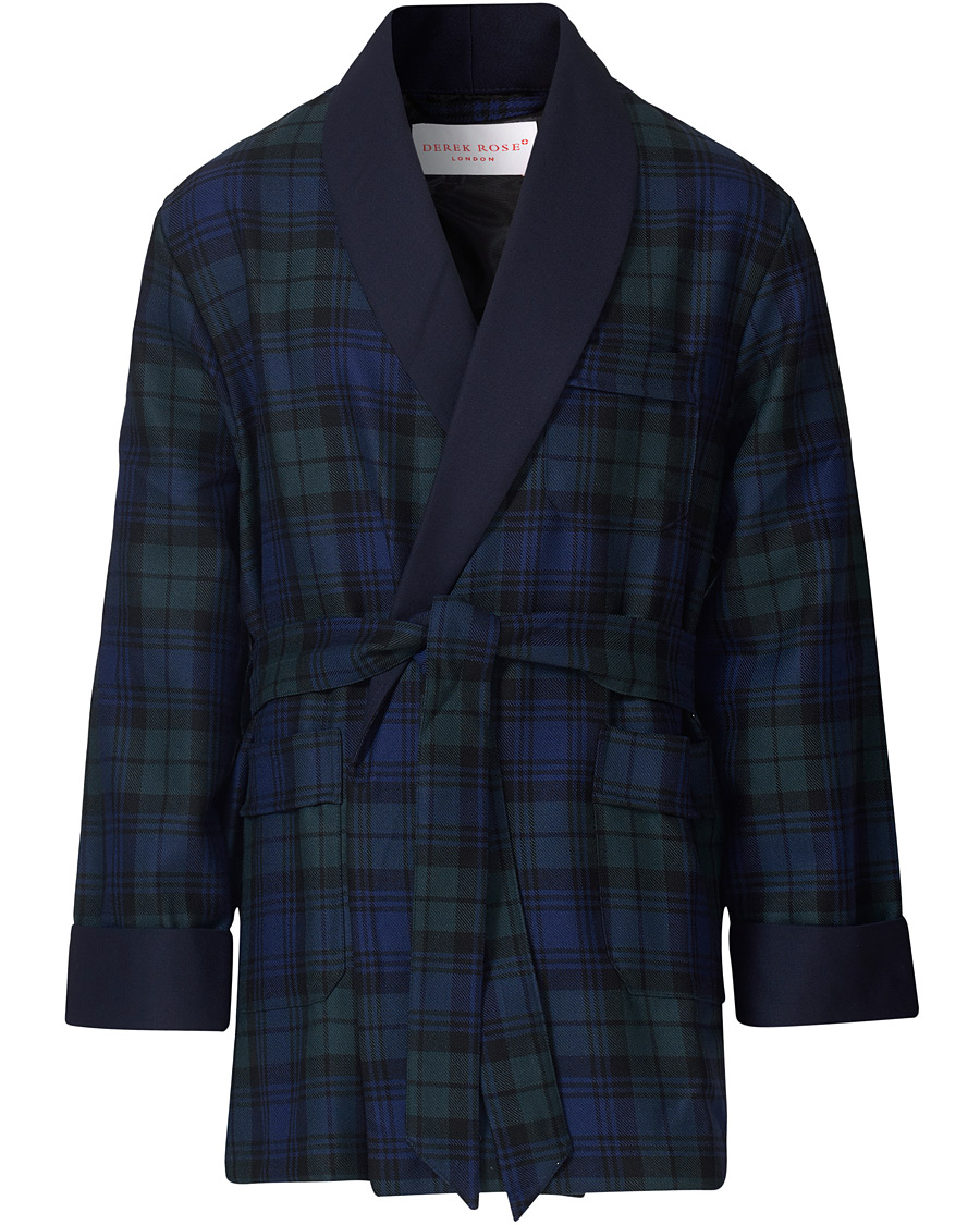 Derek Rose Wool Tartan Smoking Jacket Blackwatch at CareOfCarl