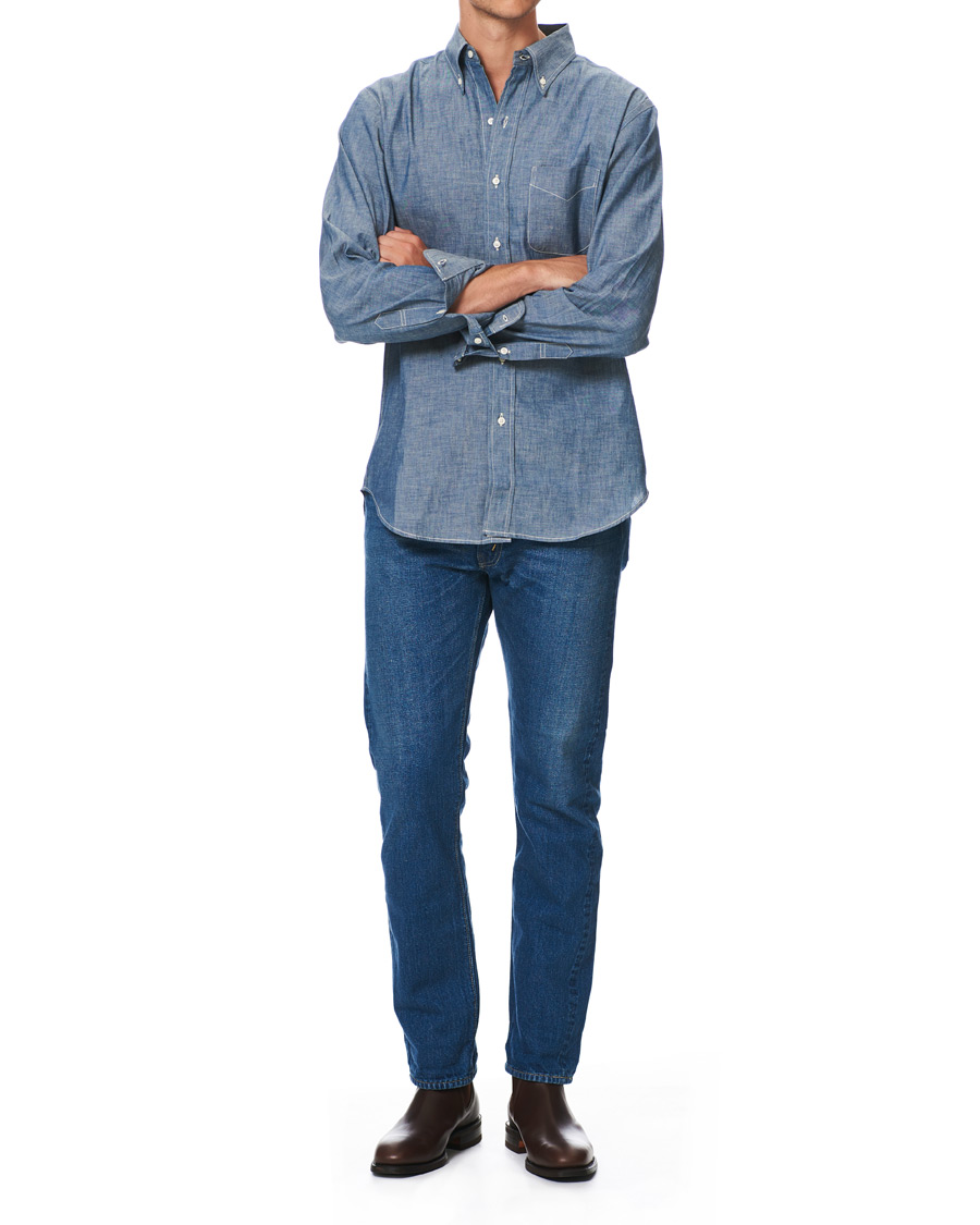 Orslow button sale down denim shirt