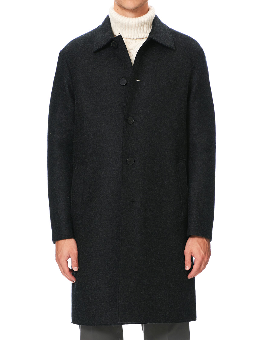 Harris Wharf London Pressed Wool Mac Coat Anthracite at CareOfCarl.com