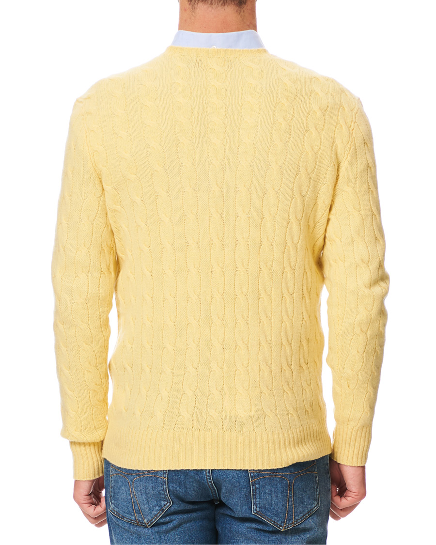 Outlet POLO Ralph Lauren Bright Yellow Cashmere Cable Knit Sweater