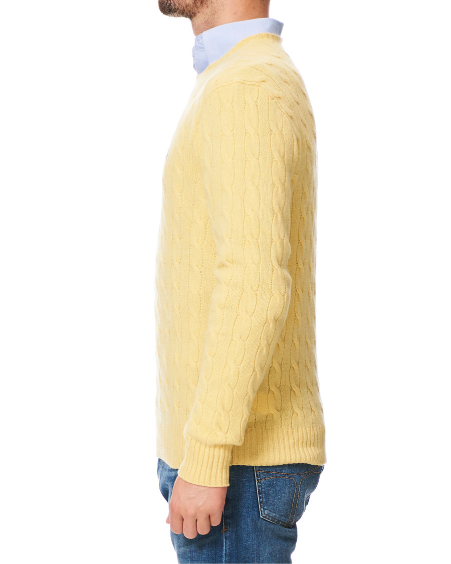 Polo Ralph store Lauren Yellow Cashmere Sweater Crew Neck Cable Knit XXL Super Soft