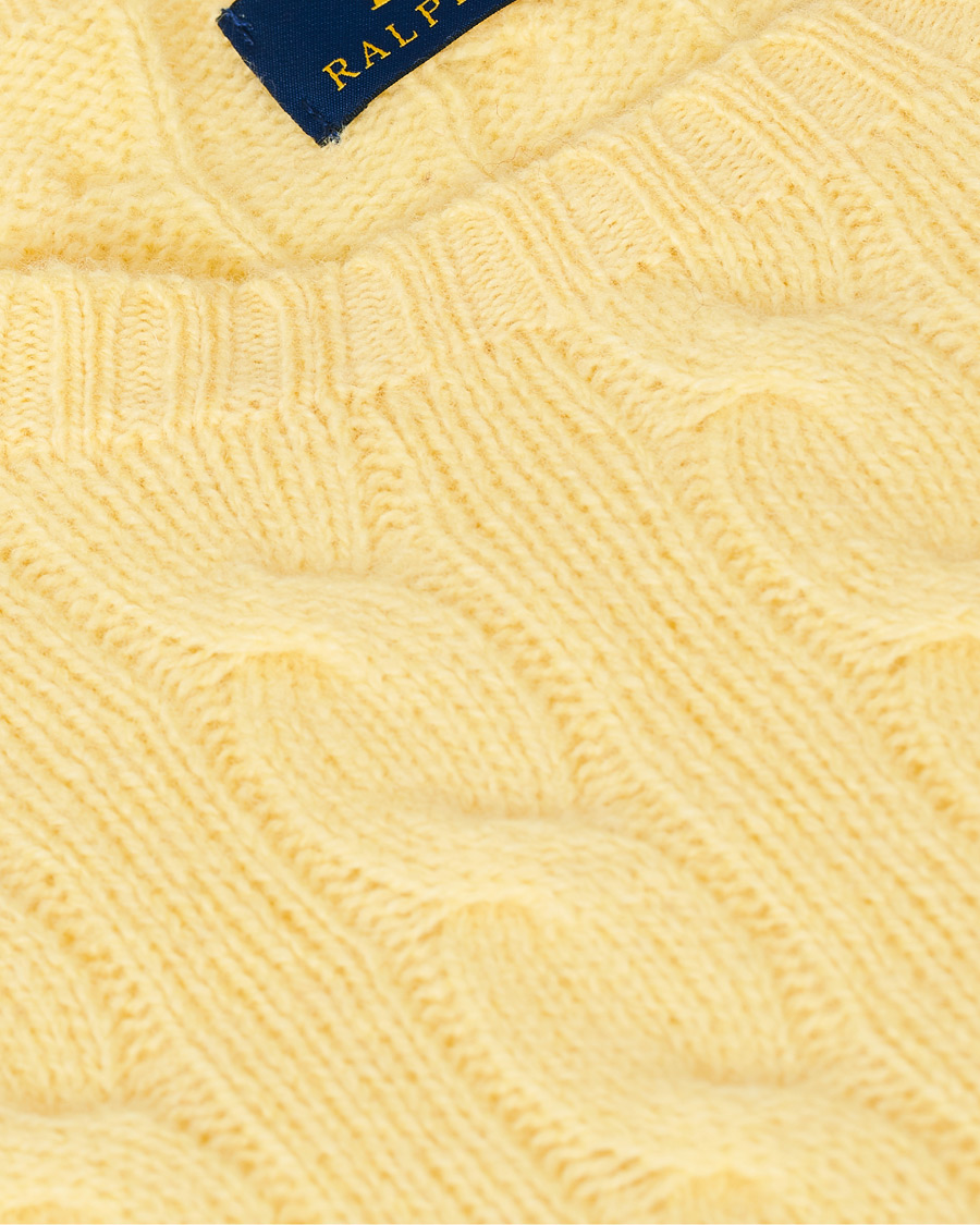 Outlet POLO Ralph Lauren Bright Yellow Cashmere Cable Knit Sweater