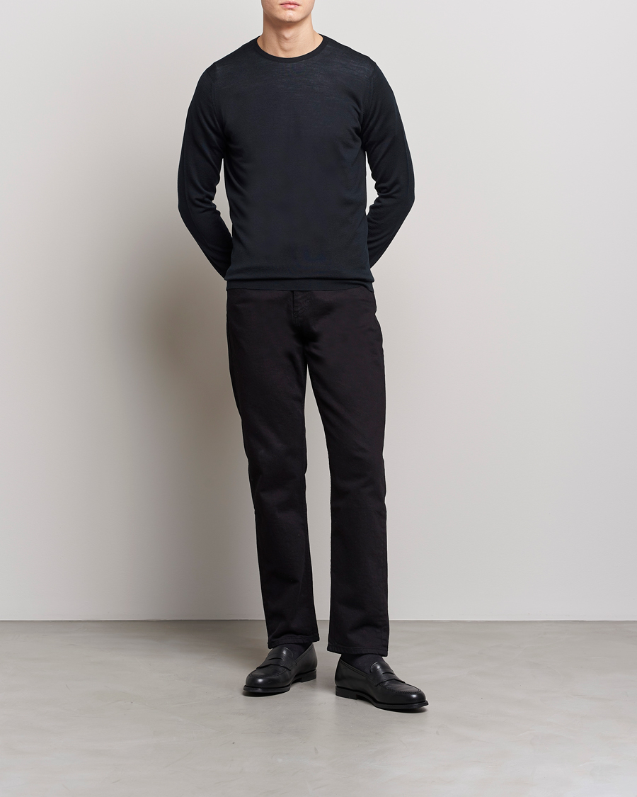 John Smedley Lundy Extra Fine Merino Crew Neck Black at