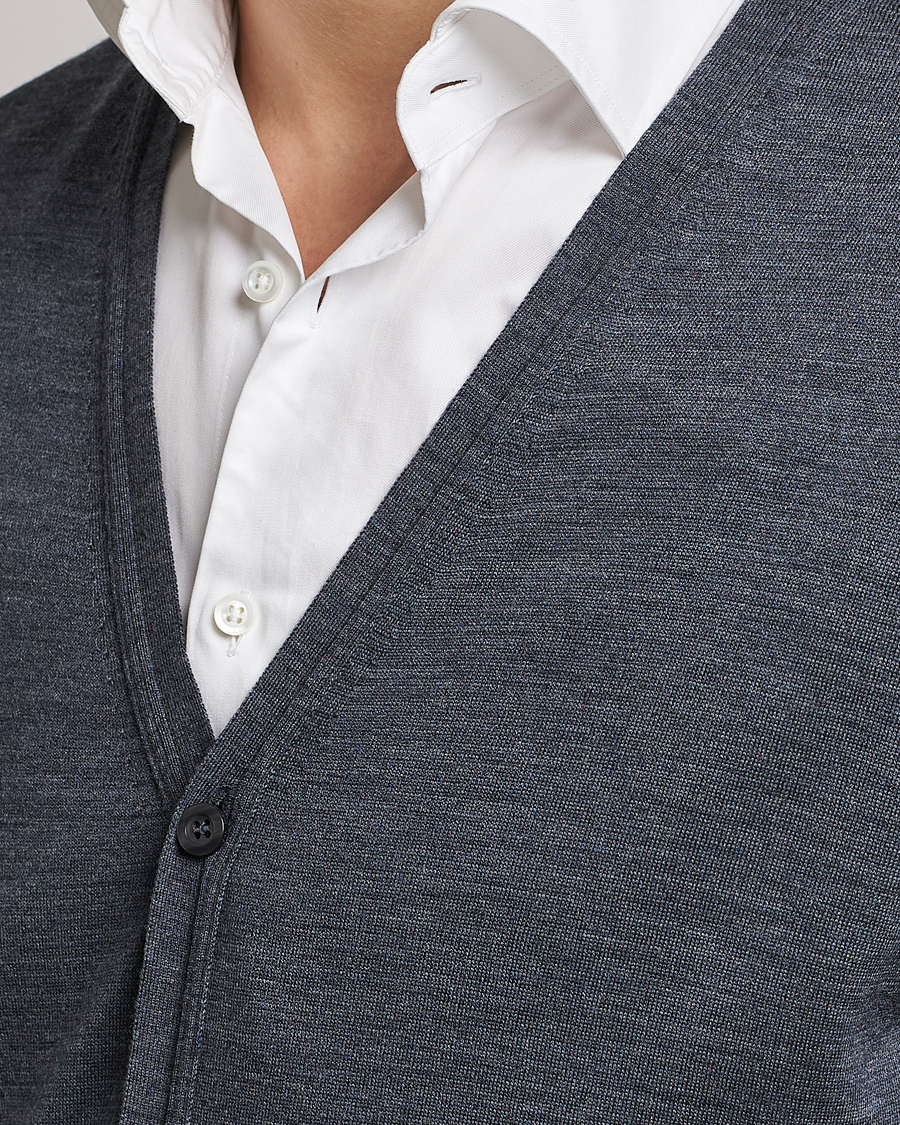 John Smedley Petworth Extra Fine Merino Cardigan Charcoal at