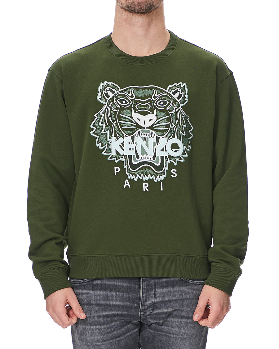 KENZO Tiger Crew Neck Sweatshirt Dark Khaki at CareOfCarl