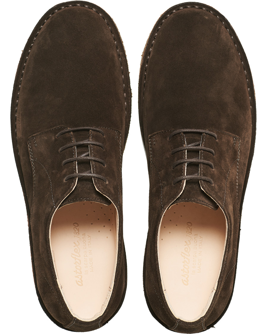 Astorflex Cityflex Plain Toe Derby Dark Brown Suede at CareOfCarl