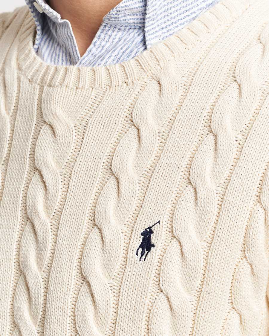 Polo Ralph Lauren Cotton Cable Pullover Andover Cream at CareOfCarl