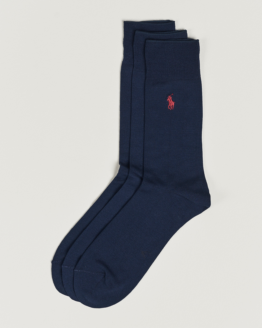Cotton Crew Sock with Polo Embroidery Blue Melange O/S by Polo Ralph Lauren