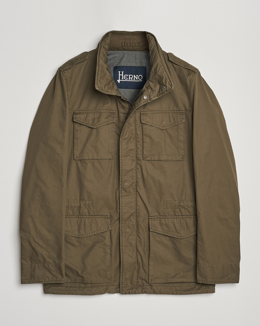 Herno Cotton Field Jacket Army Green at CareOfCarl.com