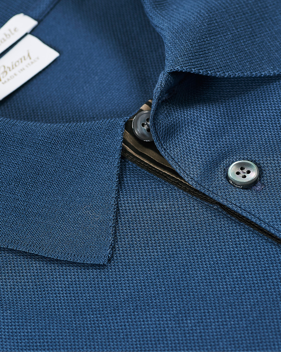 Brioni Contrast Placket Polo Piquet Indigo at CareOfCarl.com