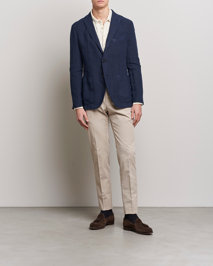 Unstructured Linen Blazer - Navy