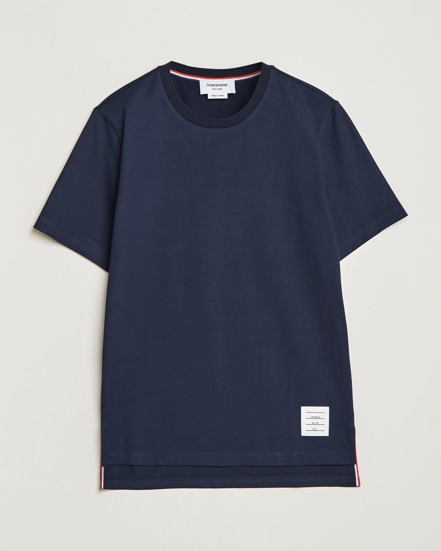 Thom Browne Relaxed Fit Short Sleeve T-Shirt Navy at CareOfCarl.com