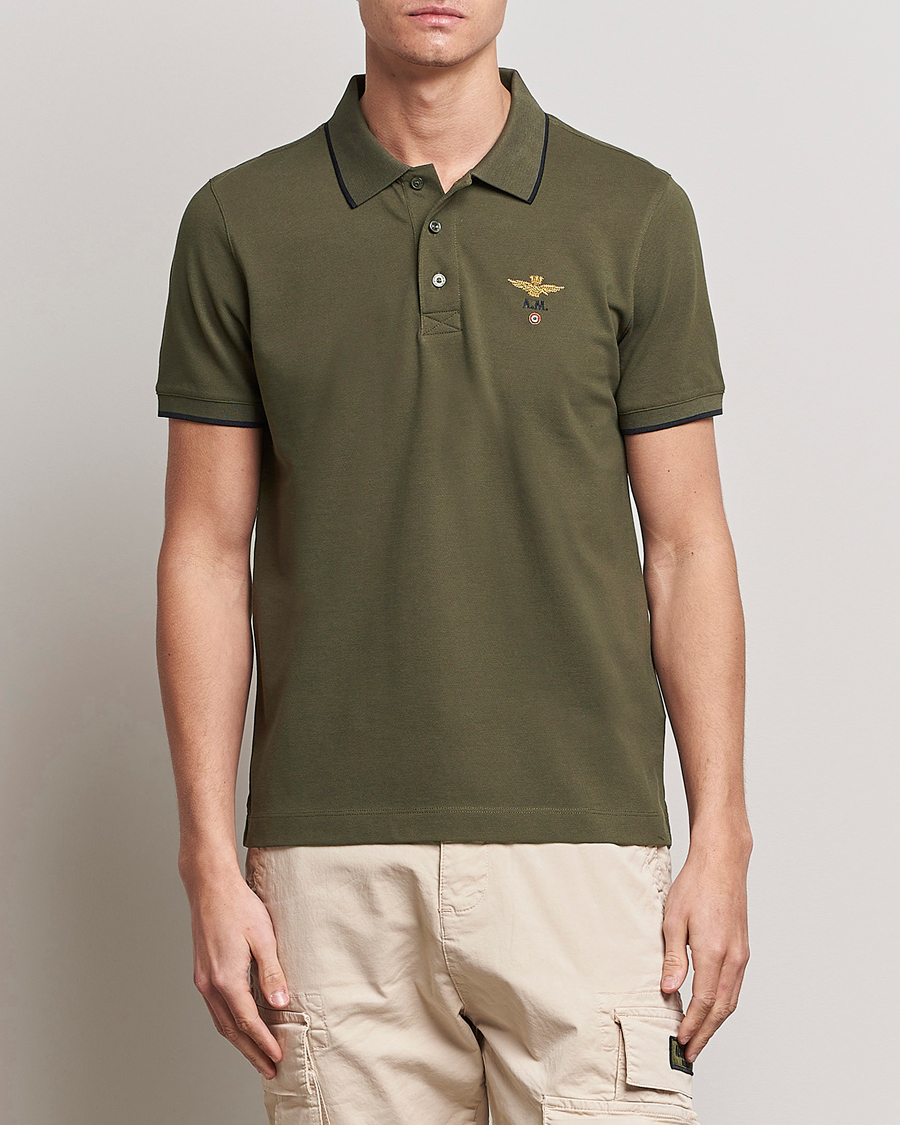 Aeronautica Militare Garment Dyed Cotton Polo Green at CareOfCarl