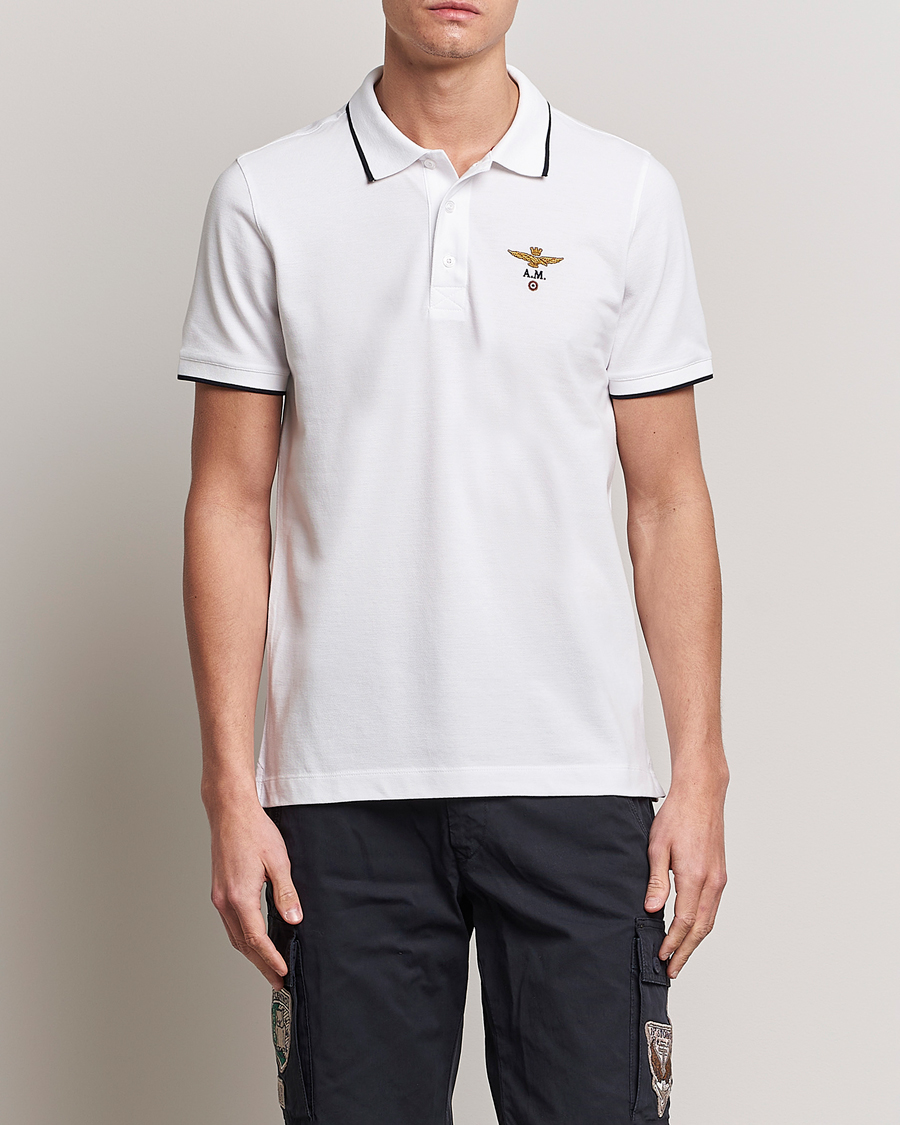 Aeronautica Militare Garment Dyed Cotton Polo Off White at