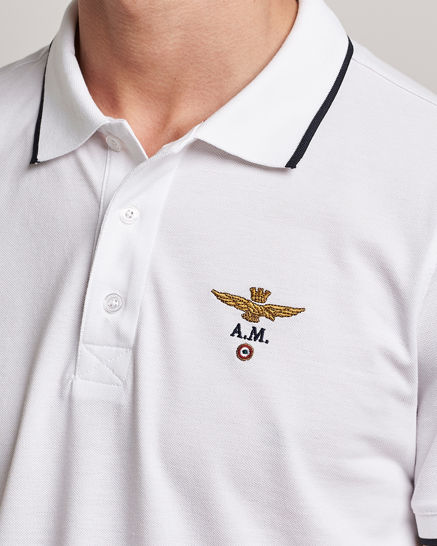 Aeronautica Militare Garment Dyed Cotton Polo Off White at