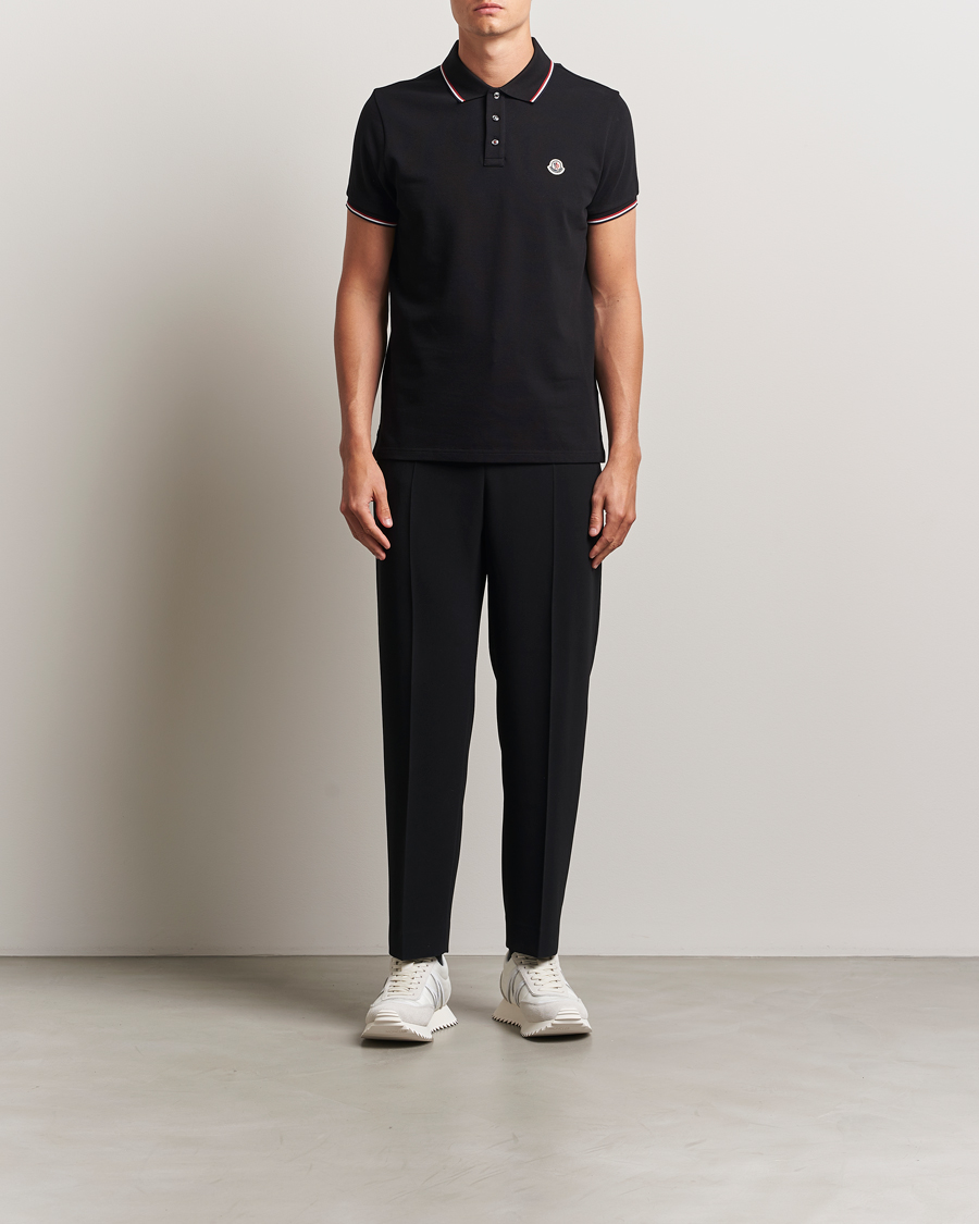 Men | Polo Shirts | Moncler | Contrast Rib Polo Black