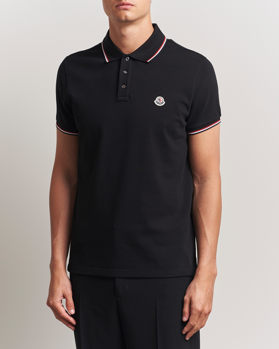 Men | Polo Shirts | Moncler | Contrast Rib Polo Black