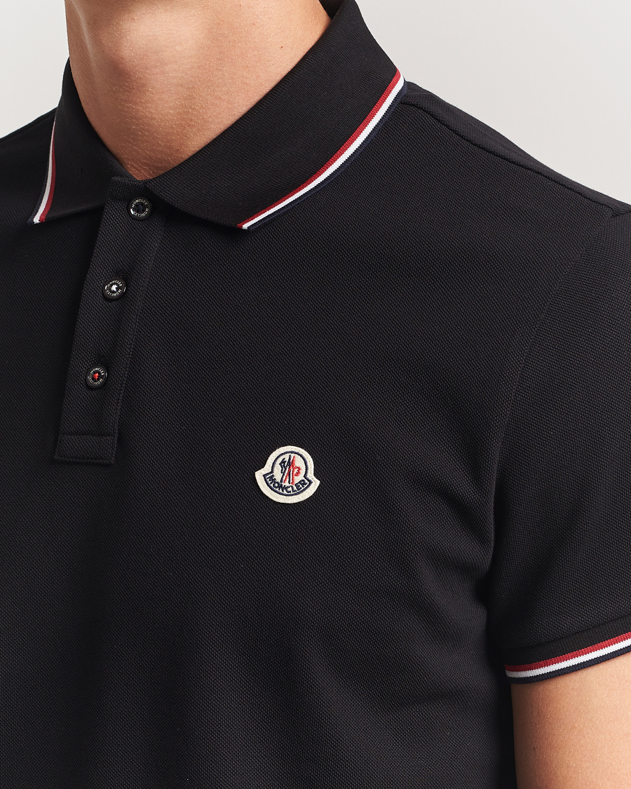 Men | Polo Shirts | Moncler | Contrast Rib Polo Black