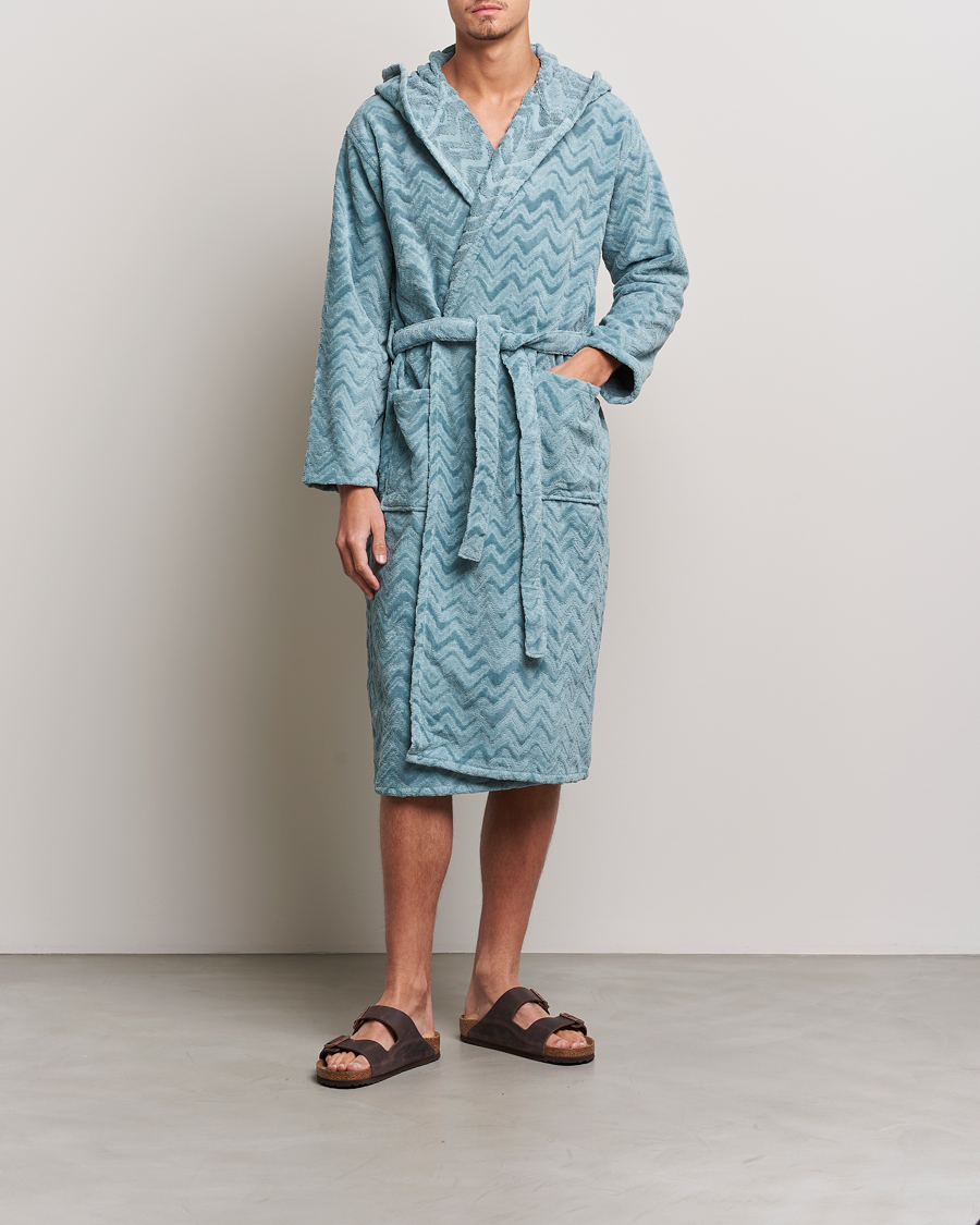 Missoni Home Rex Bathrobe Light Blue at CareOfCarl