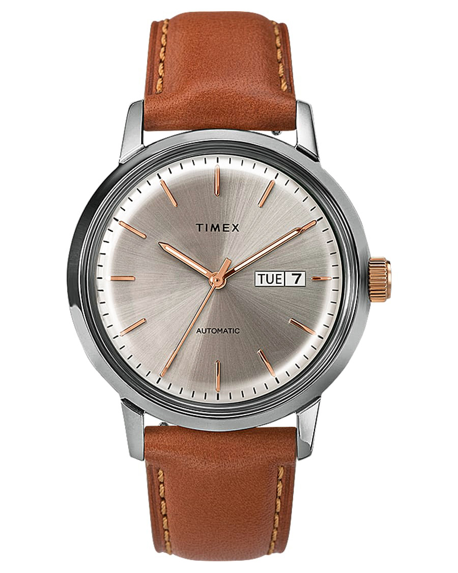 Timex Marlin Automatic Day Date 40mm Cream Dial at CareOfCarl