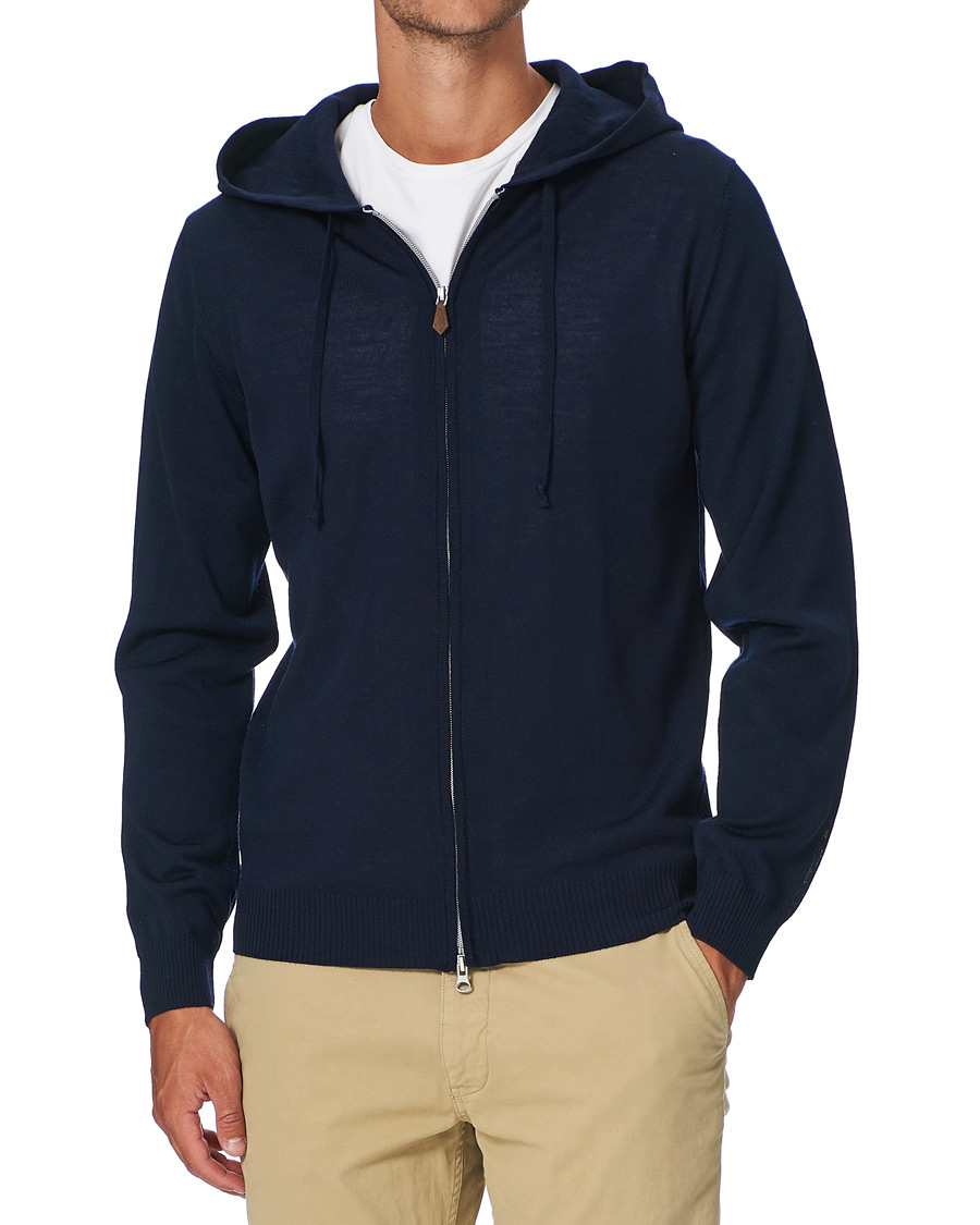 Stenstroms Merino Full Zip Hoodie Navy at CareOfCarl