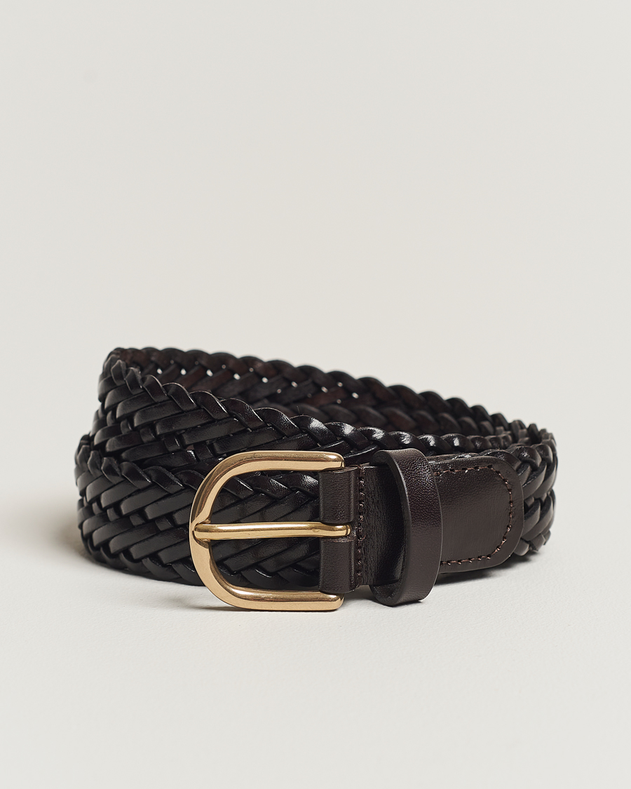 Anderson's 3cm Woven Leather Belt in Brown for Men