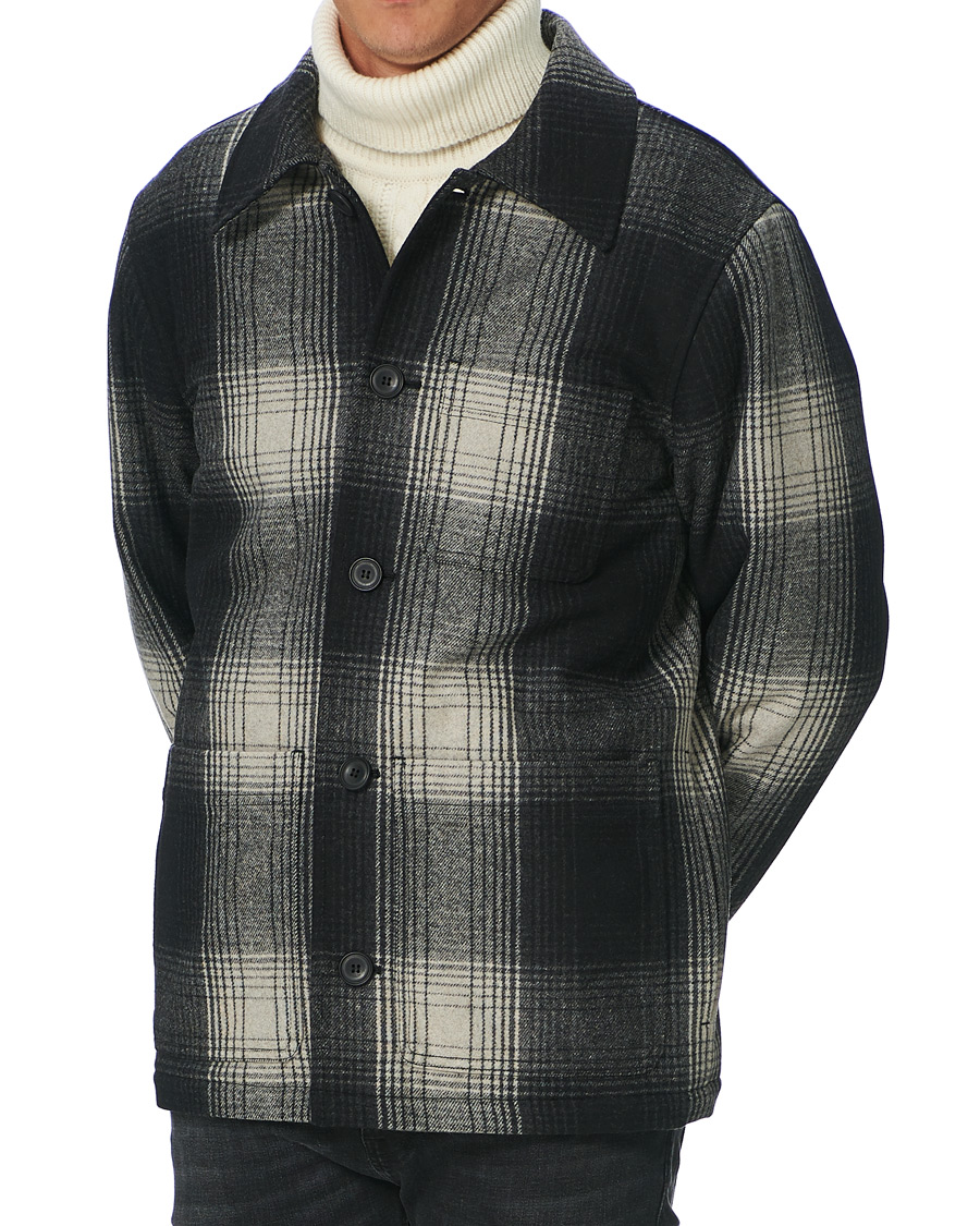 Nudie Jeans Mangan Shadow Check Lumber Jacket Black/Grey at