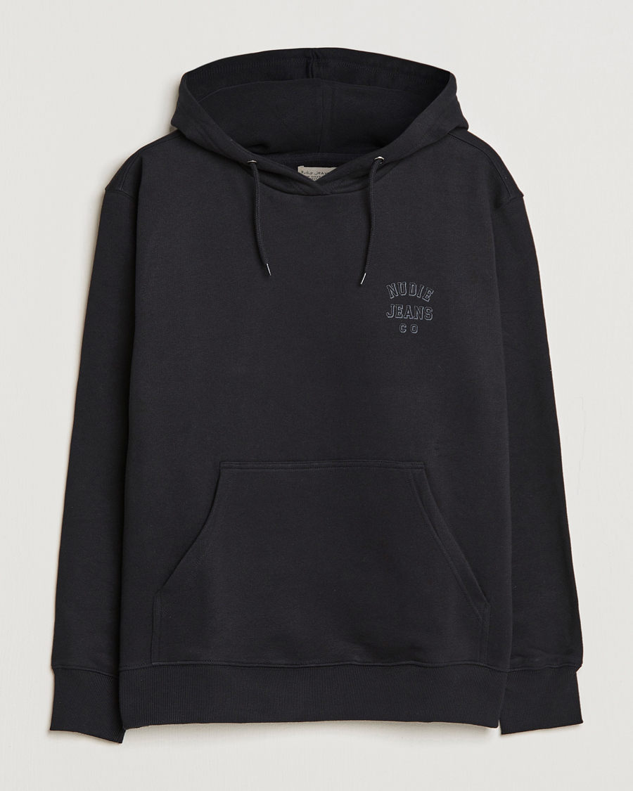 Nudie Jeans Franke Logo Hoodie Black at CareOfCarl.com