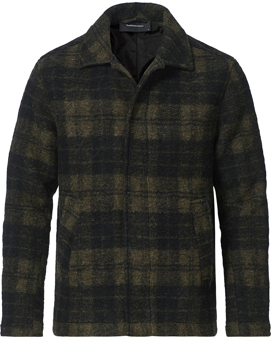 Peak Performance Checked Wool Shirt Olive at CareOfCarl.com