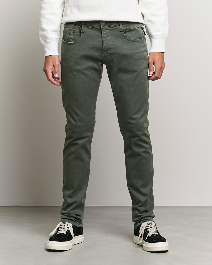 Replay Anbass Hyperflex X.Lite 5 Pocket Pants Olive Green at