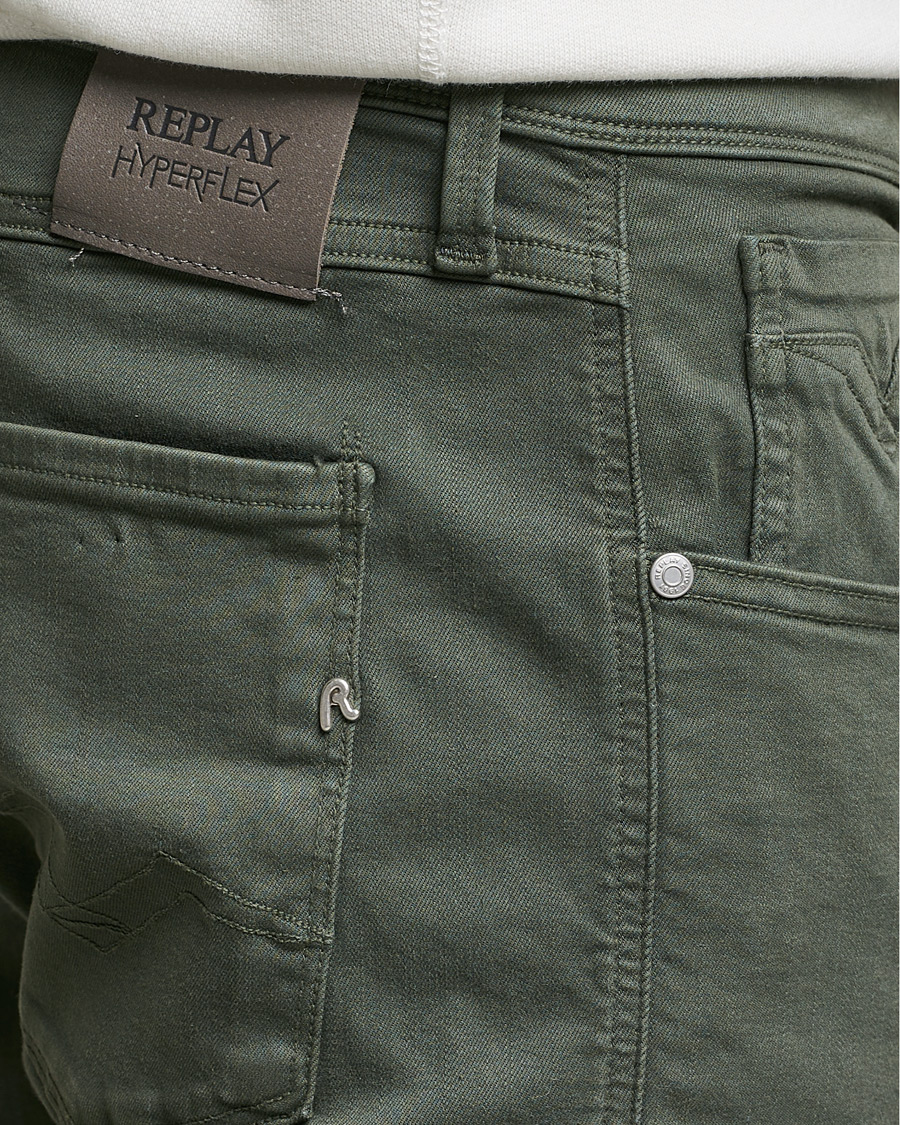 Replay Anbass Hyperflex X.Lite 5-Pocket Pants Olive Green at CareOfCarl.com
