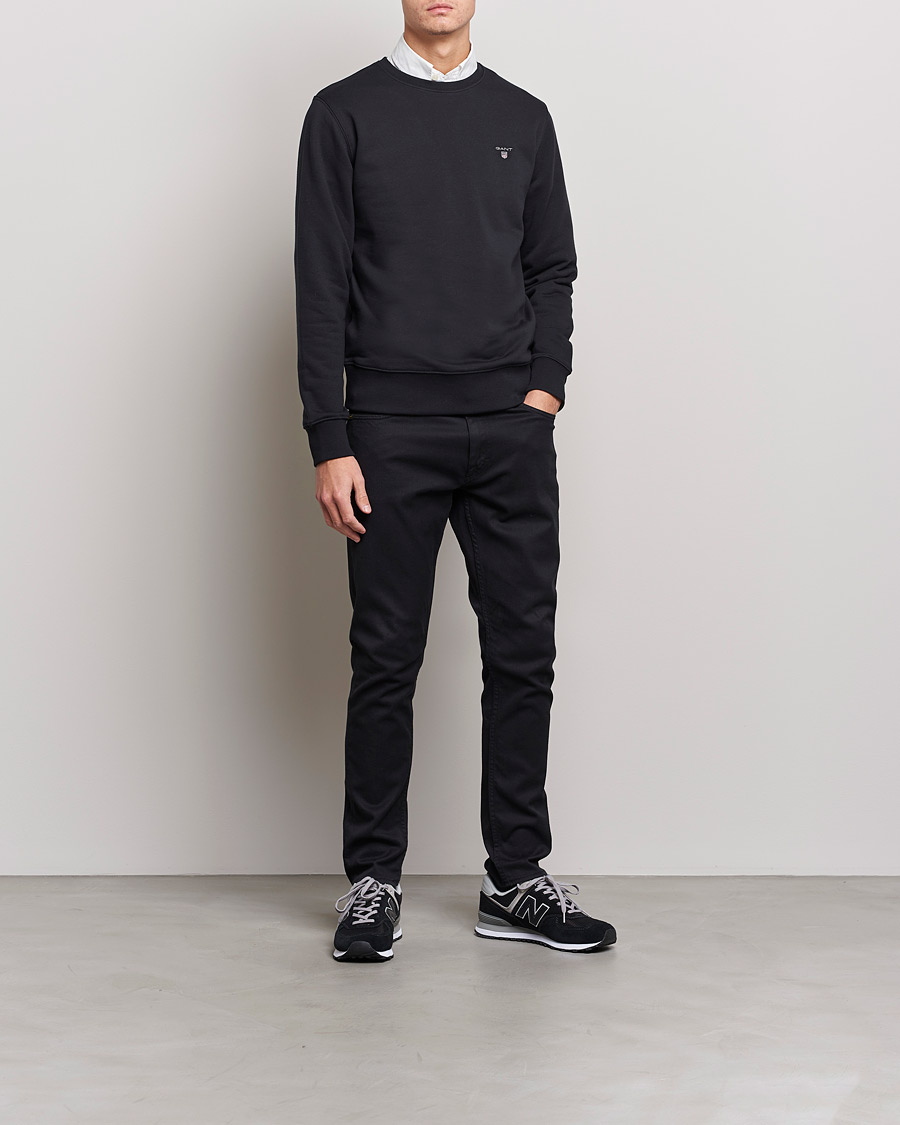 GANT Original Shield Logo Crew Neck Sweatshirt Black at CareOfCarl