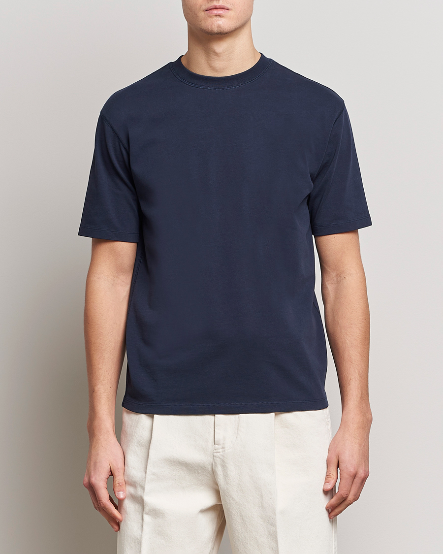 Men |  | Drake\'s | Short Sleeve Hiking T-Shirt Navy