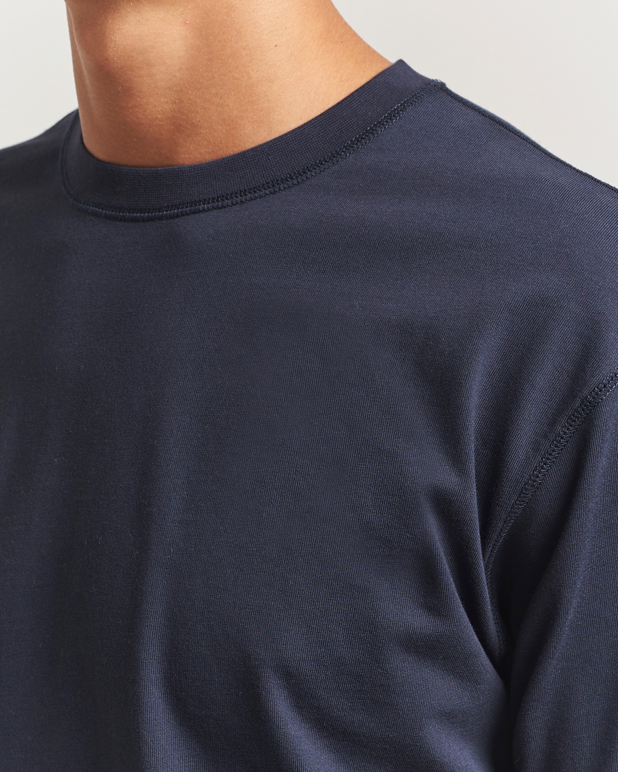 Men | T-Shirts | Drake's | Short Sleeve Hiking T-Shirt Navy