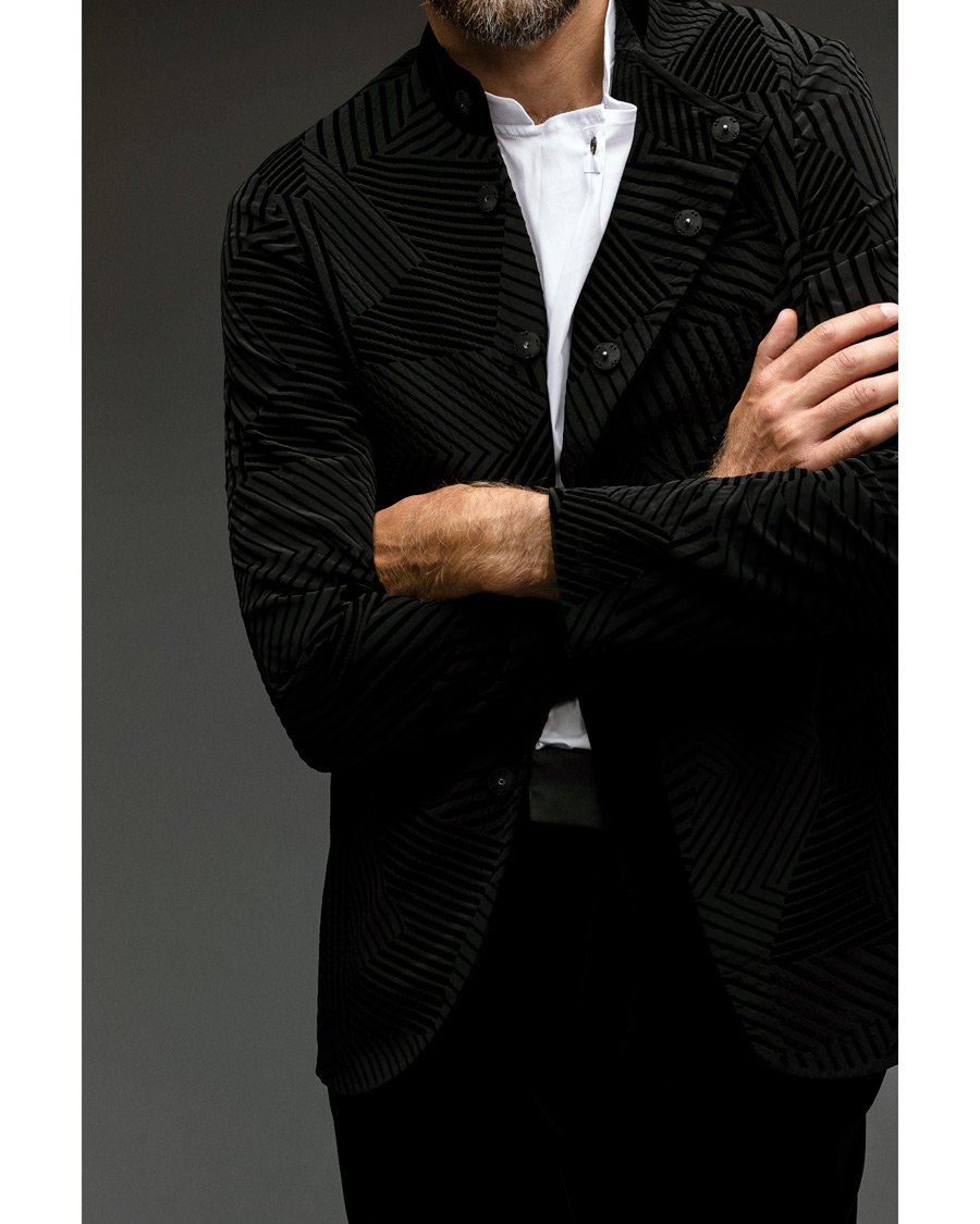 Giorgio Armani Monochrome Geometric Pattern Jersey Blazer L Giorgio Armani