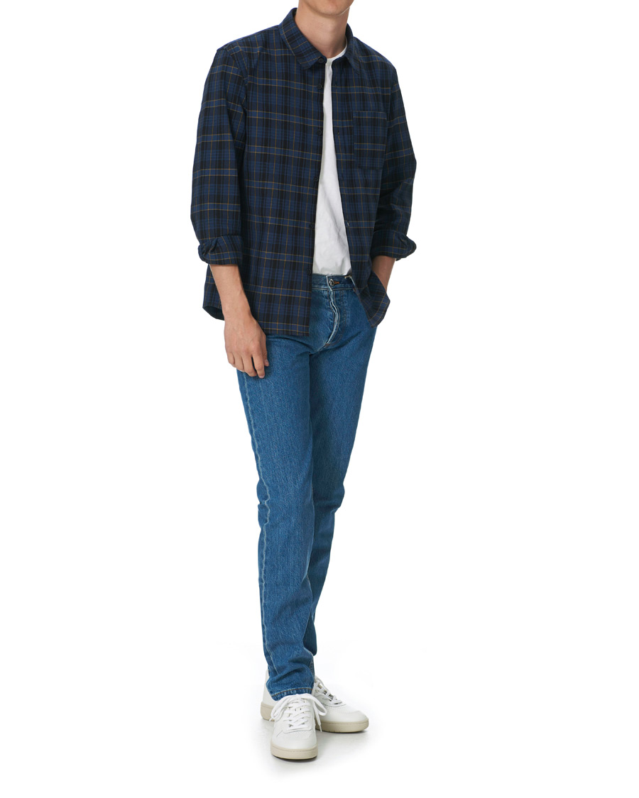 A.P.C. Trek Casual Shirt Dark Blue Plaid at CareOfCarl.com