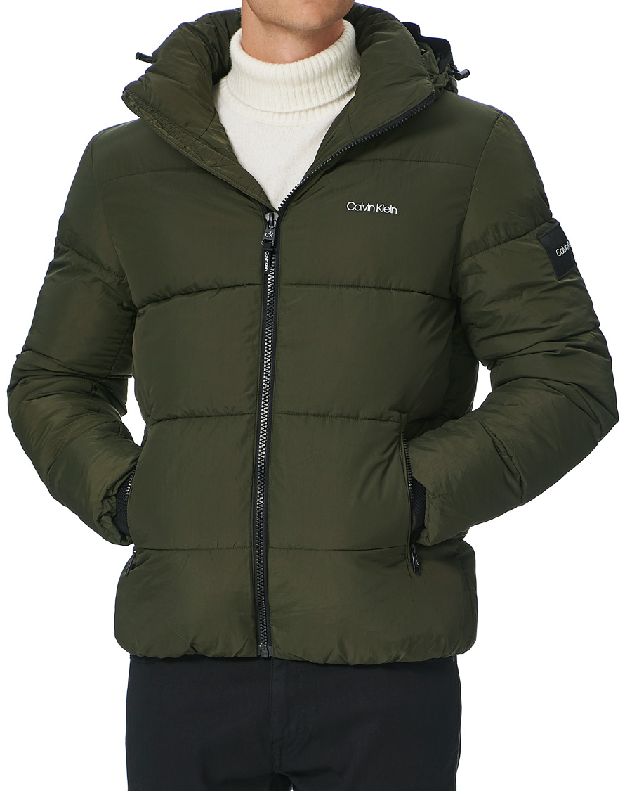 calvin klein hooded nylon puffer coat