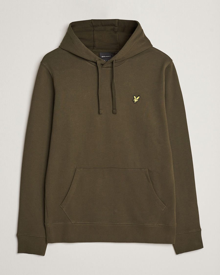 Lyle Scott Organic Cotton Pullover Hoodie Olive at CareOfCarl