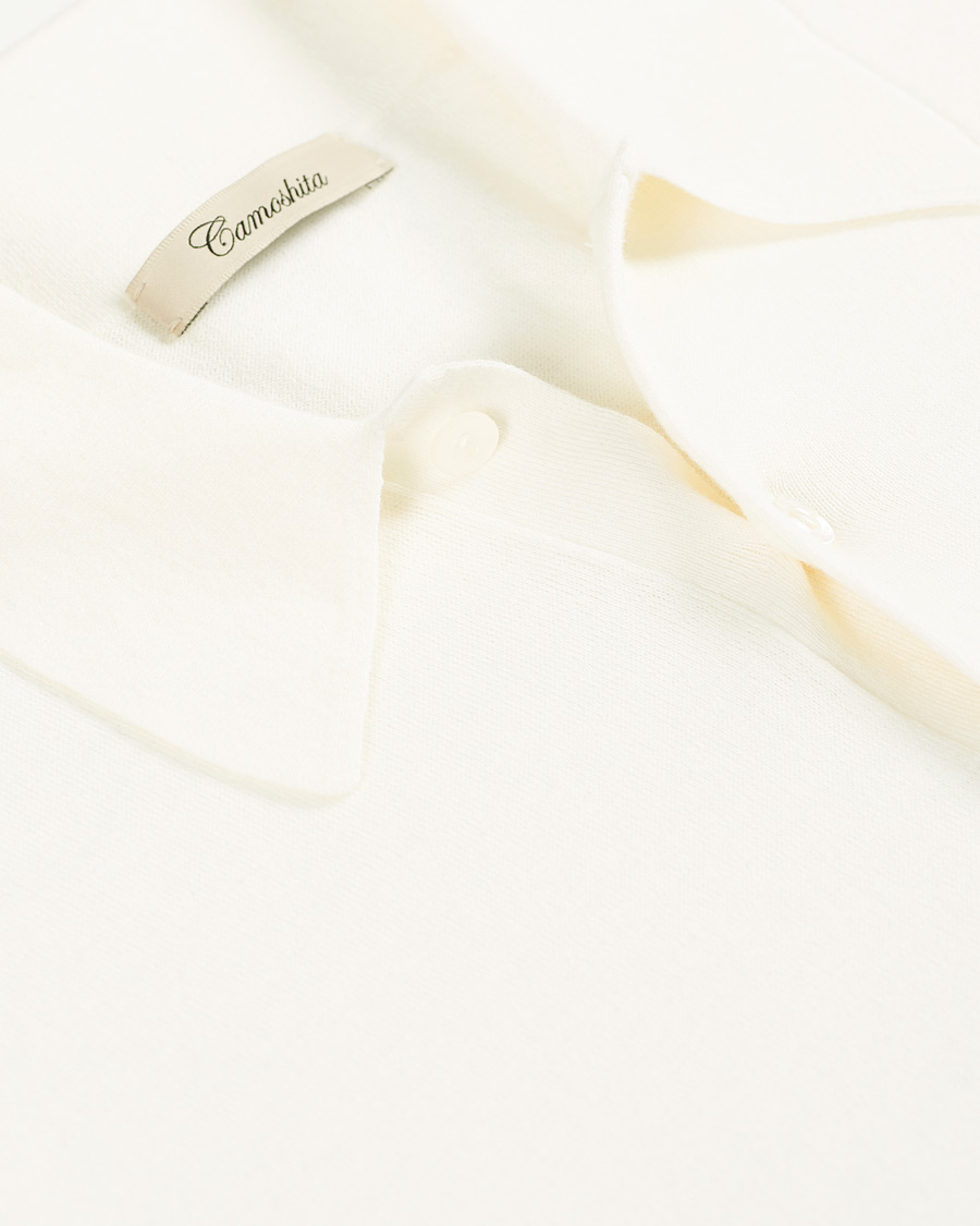 Camoshita Cotton Cashmere Knit Polo Off White at CareOfCarl