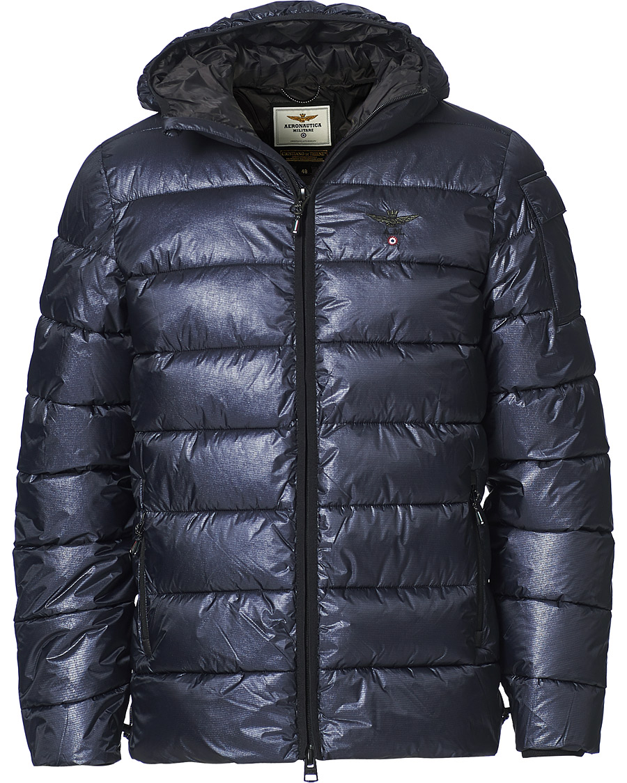 Aeronautica Militare Hooded Down Jacket Blue Black at CareOfCarl