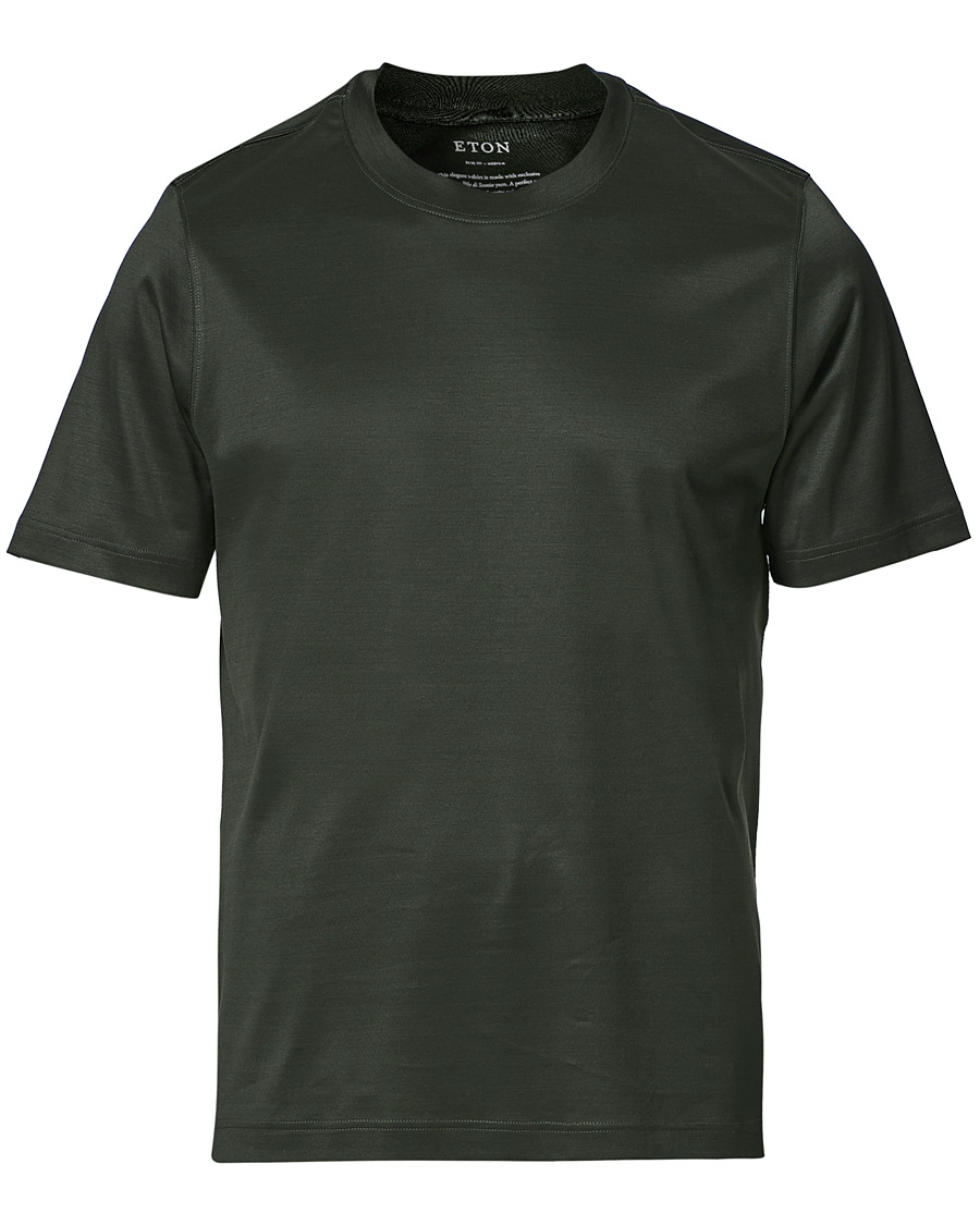 Eton Filo Di Scozia Cotton T-Shirt Dark Green at CareOfCarl.com