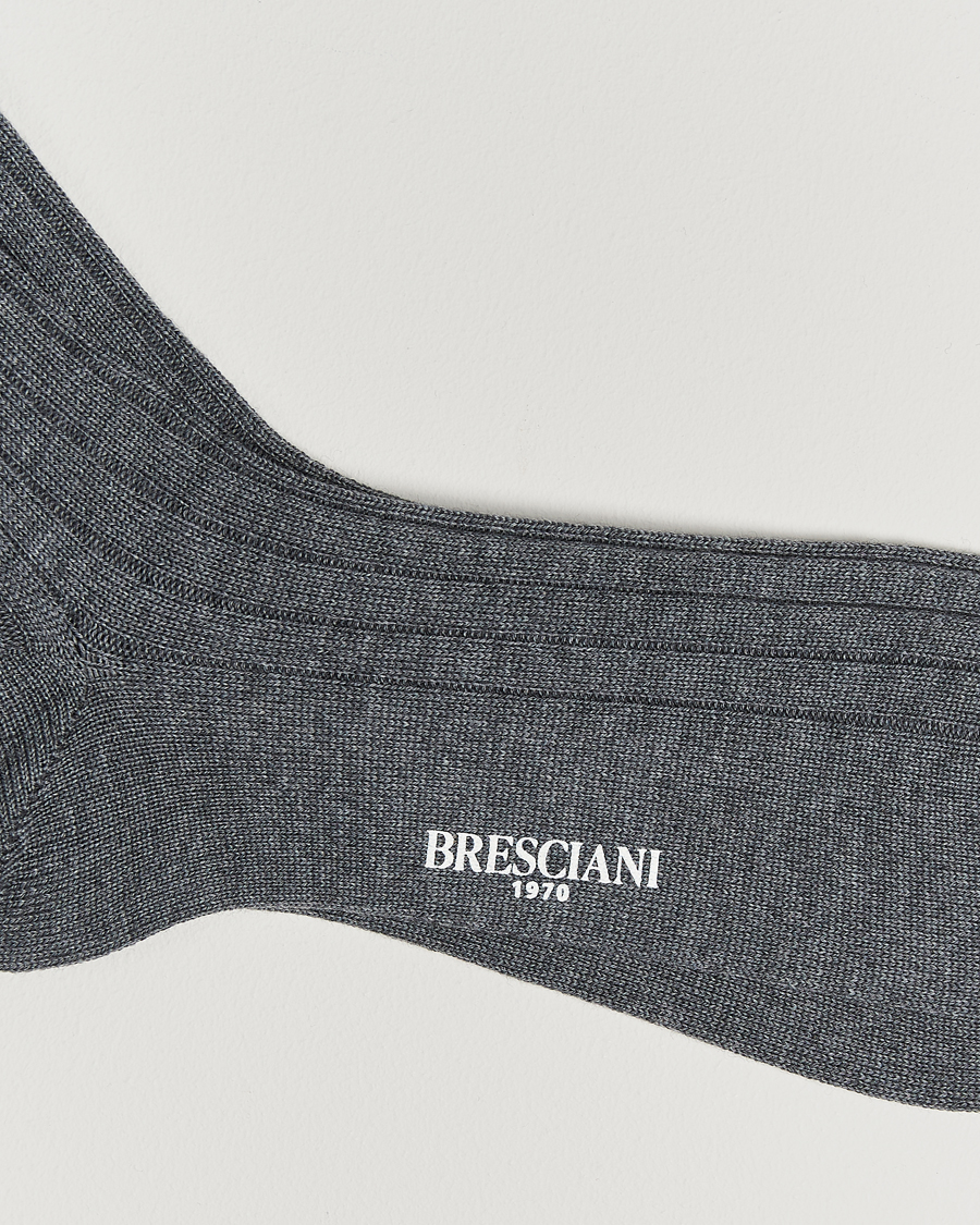 Men |  | Bresciani | Wool/Nylon Heavy Ribbed Socks Grey