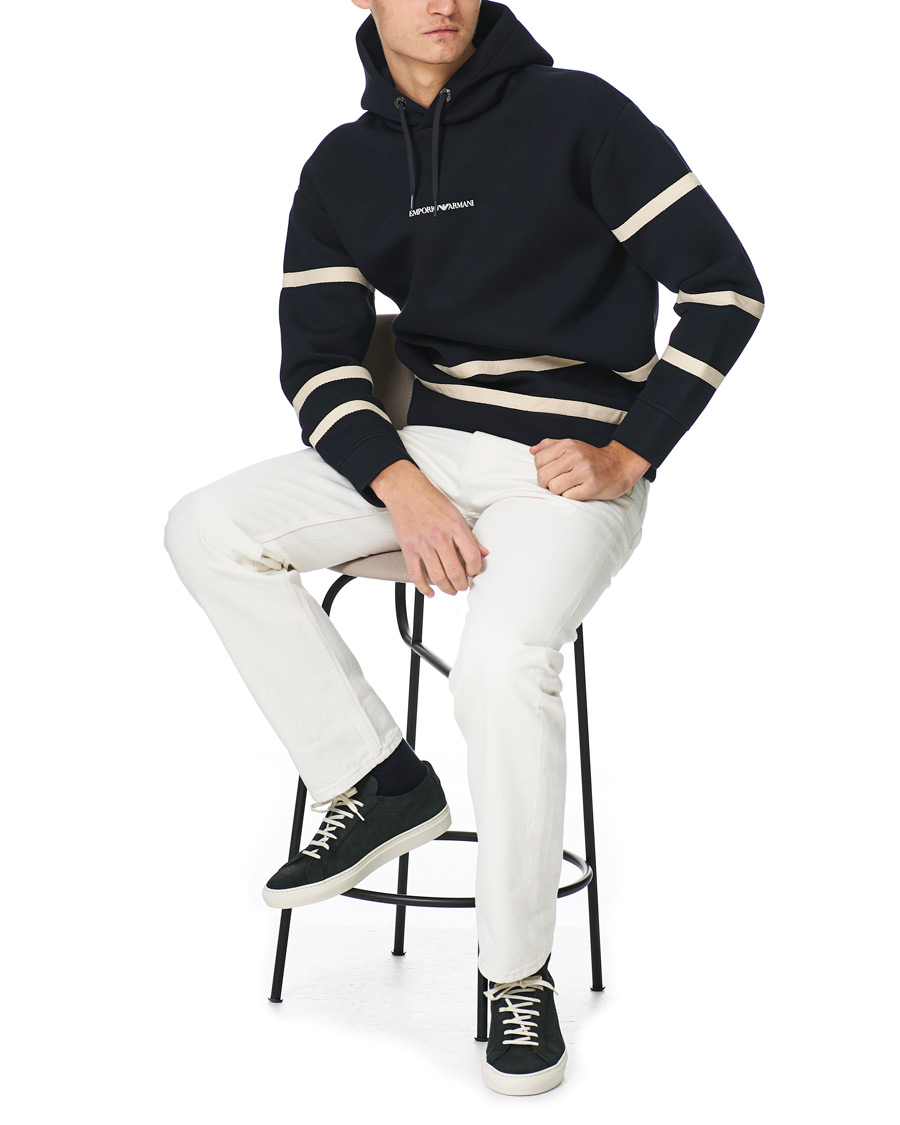 Emporio Armani Striped Hoodie Navy at CareOfCarl.com