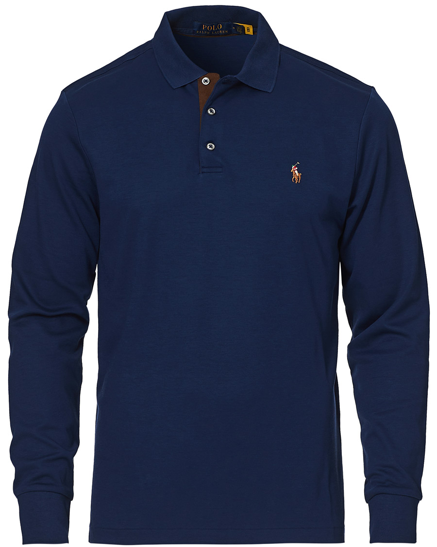 Polo Ralph Lauren Luxury Pima Cotton Long Sleeve Polo French Navy at CareOf