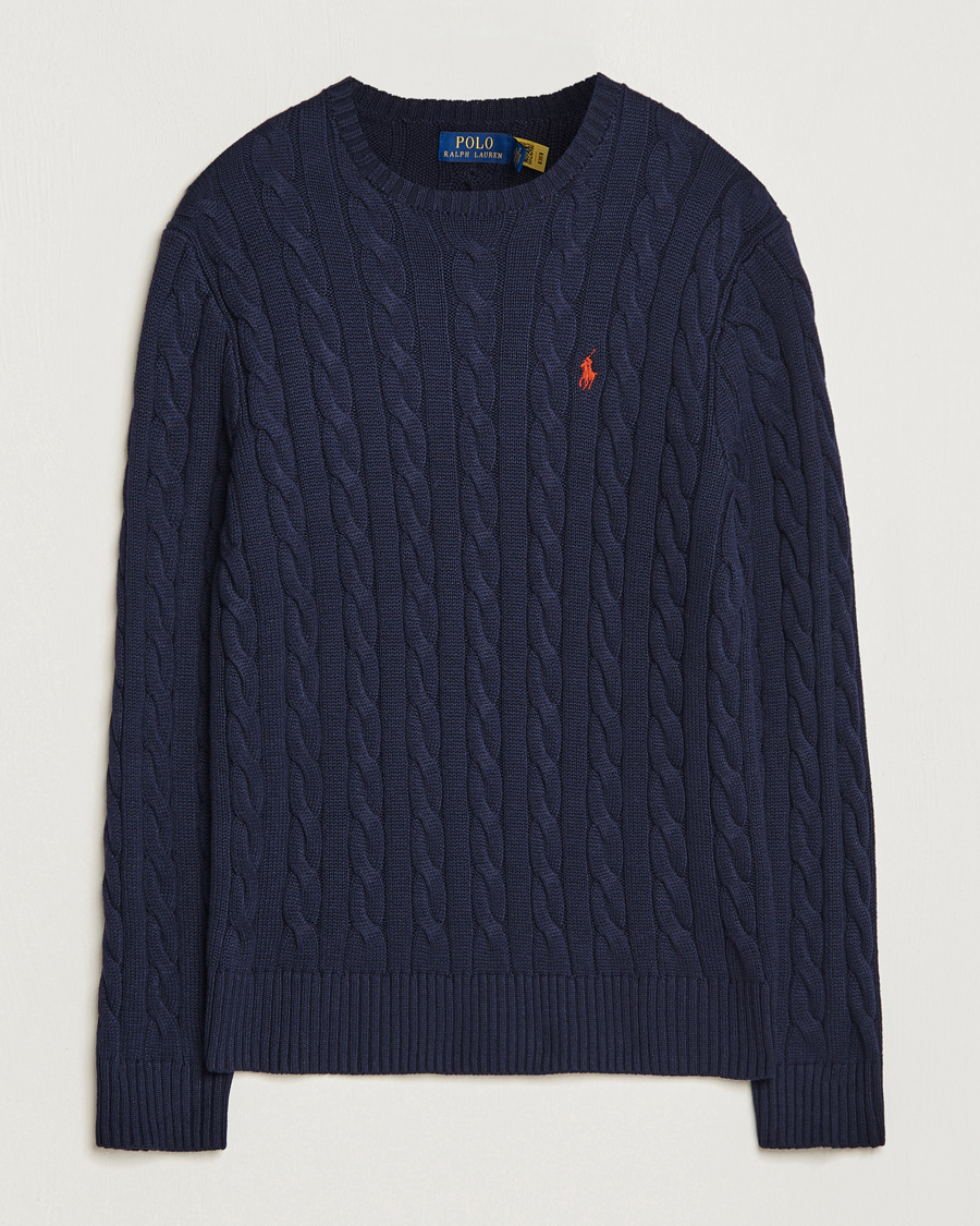 ralph lauren cable knit sweater navy